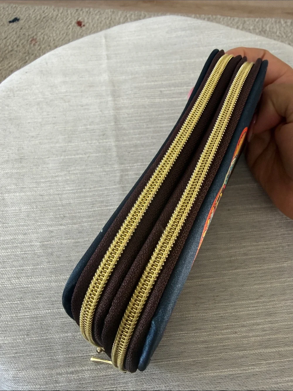 CHULA Navy Mandala Zip Wallet with Multicolor Print
